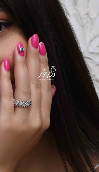 💍حلقه جواهری پرنس چهار رج- ظریف و زیبا نقره عیار 925(R_1172)