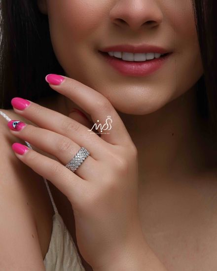 💍حلقه جواهری پرنس پنج رج- ظریف و زیبا نقره عیار 925(R_1173)