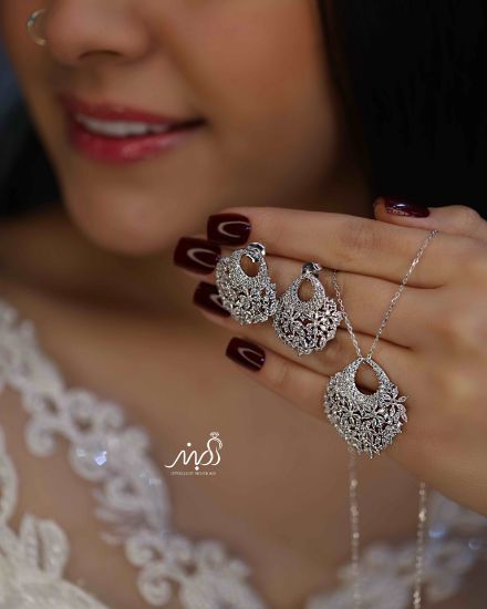 💍نیم ست جواهری لوکس  خاص و زیبا ، نقره عیار ۹۲۵(N_4311)