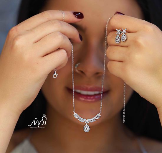 💍نیم ست جواهری آویز دار خاص و زیبا ، نقره عیار 925(N_4314)