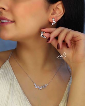 💍نیم ست جواهری  خاص و زیبا ، نقره عیار ۹۲۵(N_4319)