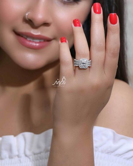 💍انگشتر جواهري لوکس خاص و زیبا؛ نقره عیار 925(R_1201)