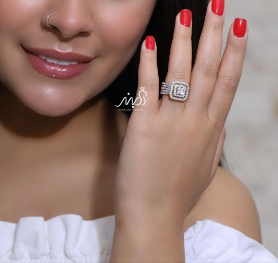 💍انگشتر جواهري لوکس خاص و زیبا؛ نقره عیار 925(R_1200)	