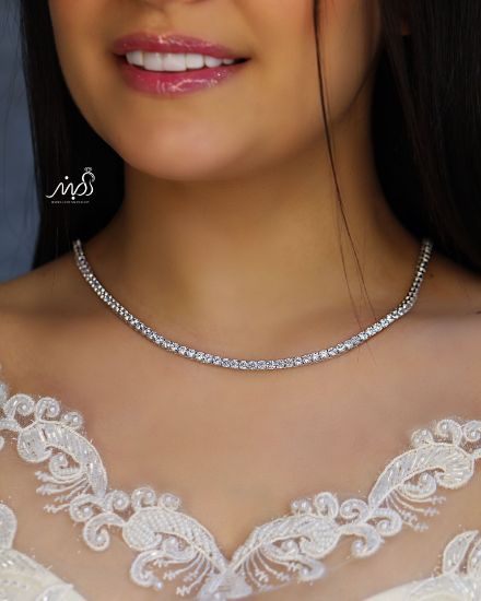 💍گردنبند طرح جواهر پرطرفدار تنیسی ؛ نقره عیار 925 (G_3211)	