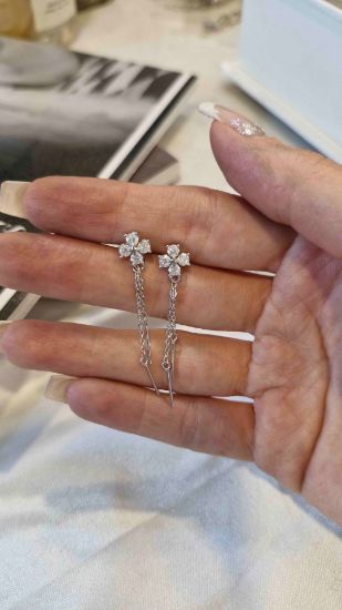 💍گوشواره جواهری ظريف ؛ با طراحي زيبا نقره عیار 925 (E_5042)	