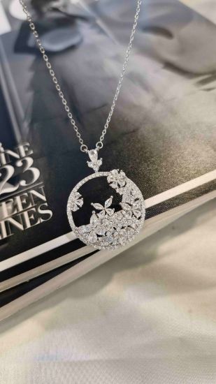 💍گردنبند جواهري گل خاص و زیبا ، نقره عیار 925 (G_3215)‌‌‌‌‌‌	
