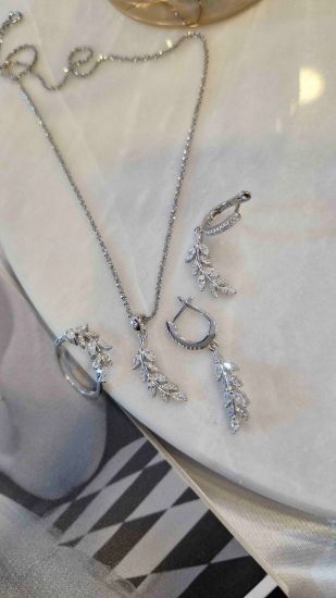 💍نیم ست جواهری (آويز ، گوشواره، انگشتر) خاص و زیبا ، نقره عیار 925( N_4339)	