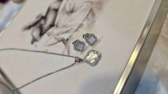 💍نیم ست ونکلیف(آويز و گوشواره) خاص و زیبا ، نقره عیار 925( N_4344)