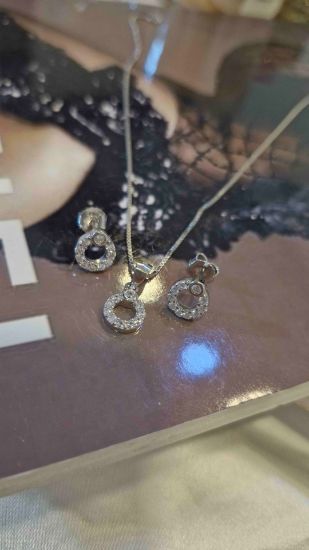 💍نیم ست جواهری (آويز و گوشواره) خاص و زیبا ، نقره عیار 925( N_4350)