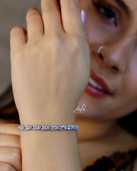 💍دستبند جواهری خاص و زیبا ، نقره عیار 925 (D_7145)	