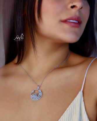 💍گردنبند جواهري گل خاص و زیبا ، نقره عیار ۹۲۵ (G_3215)‌‌‌‌‌‌	