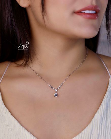💍گردنبند جواهري آويزدار خاص و زیبا ، نقره عیار ۹۲۵ (G_3237)‌‌‌‌‌‌	