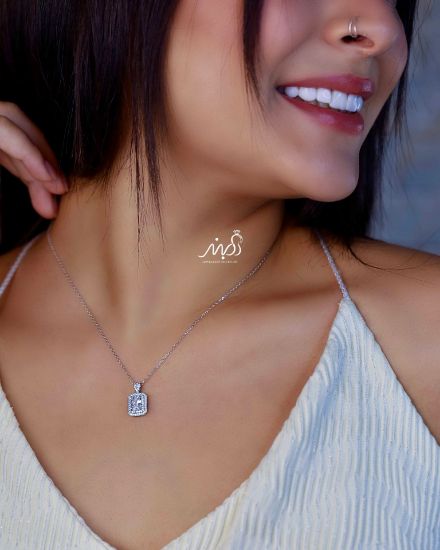 💍گردنبند جواهري امرالد خاص و زیبا ، نقره عیار 925 (G_3226)‌‌‌‌‌‌	