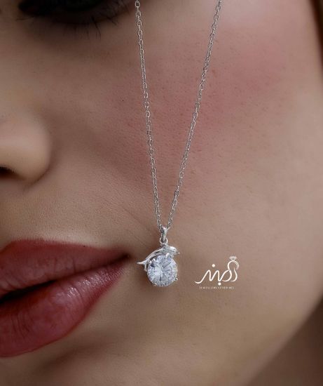 💍گردنبند نگین و دلفین خاص و زیبا نقره عیار 925 (G_3114)		