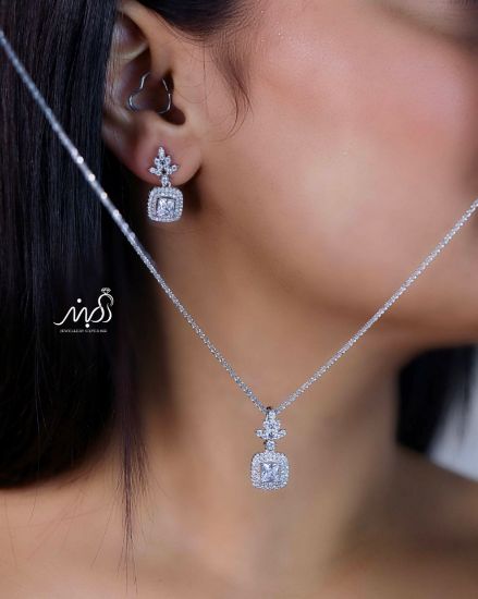 💍نیم ست جواهری (آويز و گوشواره) خاص و زیبا ، نقره عیار ۹۲۵( N_4338)