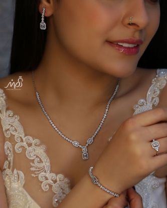 تصویر  💍سرویس جواهری  لوکس خاص و زیبا (گردنبند ، گوشواره ، دستبند )، نقره عیار ۹۲۵(S_6029)