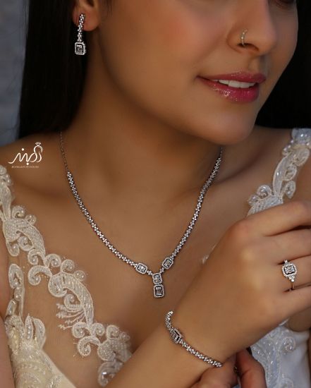 تصویر  💍سرویس جواهری  لوکس خاص و زیبا (گردنبند ، گوشواره ، دستبند )، نقره عیار ۹۲۵(S_6029)