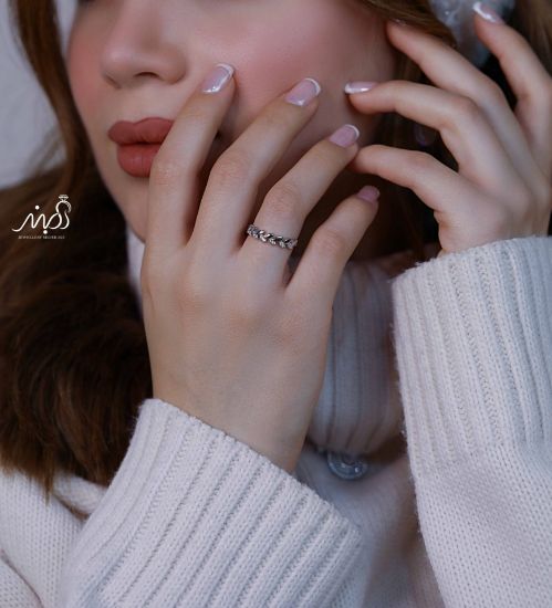 💍انگشتر جواهري برگ خاص و زیبا؛ نقره عیار 925(R_1219)	