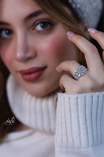 💍انگشتر جواهري مارکیز خاص و زیبا؛ نقره عیار 925(R_1227)	