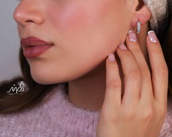 💍گوشواره جواهری حلقه ای  ؛ با طراحي زيبا نقره عیار 925 (E_5046)	