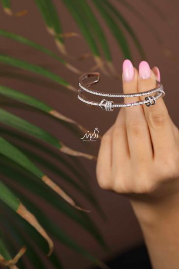 💍دستبند جواهری لاکچري خاص و زیبا ، نقره عیار 925 (D_7177)