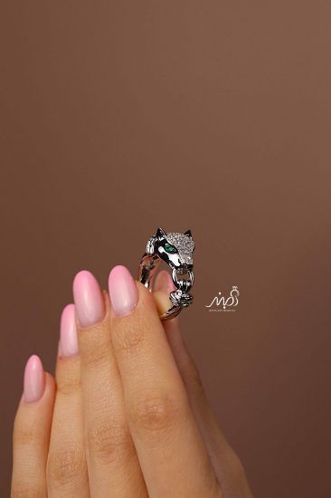 💍انگشتر جواهري پنترخاص و زیبا؛ نقره عیار ۹۲۵(R_1241)	