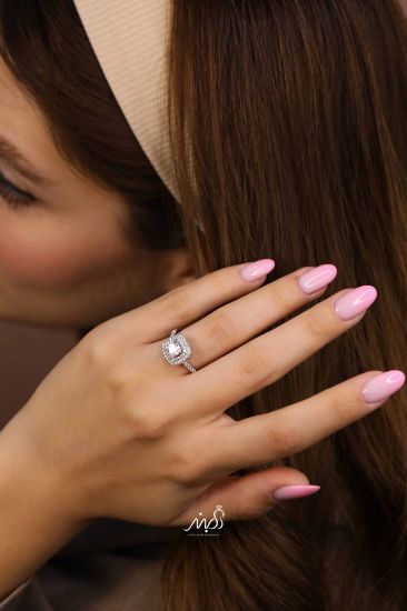 💍انگشتر جواهري با نگین مربعی خاص و زیبا؛ نقره عیار 925(R_1261)	