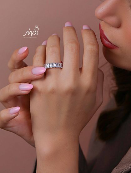 💍انگشتر جواهري تنیسی باگت خاص و زیبا؛ نقره عیار 925(R_1264)	