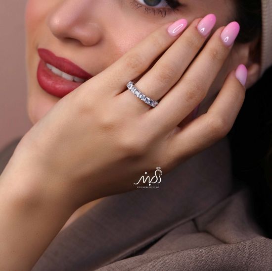 💍انگشتر جواهري تنیسی خاص و زیبا؛ نقره عیار 925(R_1262)	