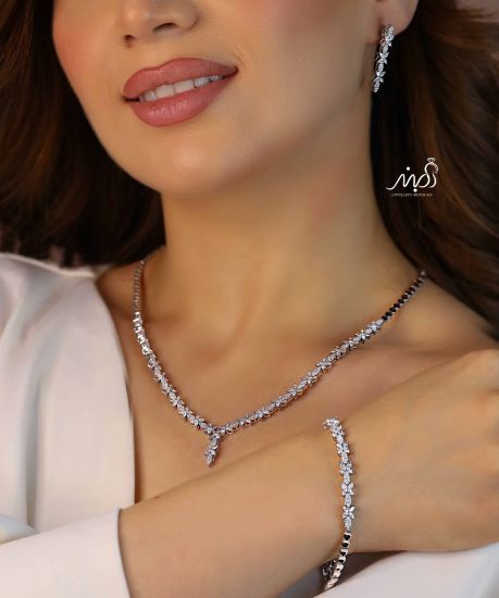 💍سرويس جواهری خاص و زيبا(گردنبند ، گوشواره ، دستبند ) نقره عیار 925 (S_6055)‌‌‌‌‌‌ ‌	