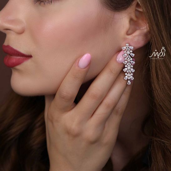 💍گوشواره جواهری  ؛ با طراحي زيبا نقره عیار 925 (E_5049)	