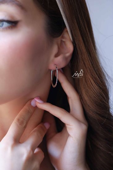 💍گوشواره جواهری حلقه ای ؛ با طراحي زيبا نقره عیار 925 (E_5053)	