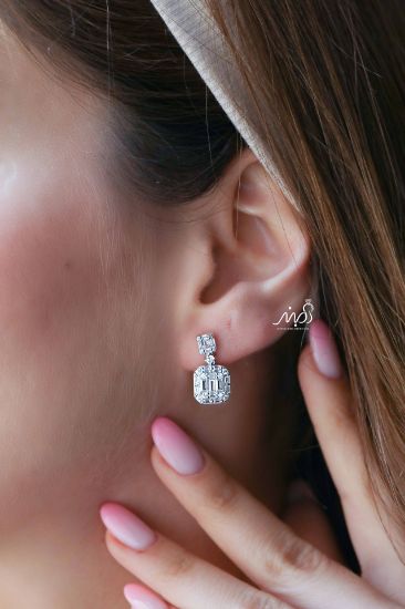 💍گوشواره جواهری  ؛ با طراحي زيبا نقره عیار ۹۲۵ (E_5056)	