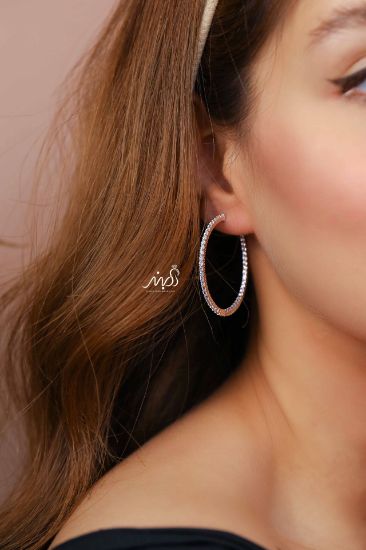 💍گوشواره جواهری حلقه ای ؛ با طراحي زيبا نقره عیار 925 (E_5060)	