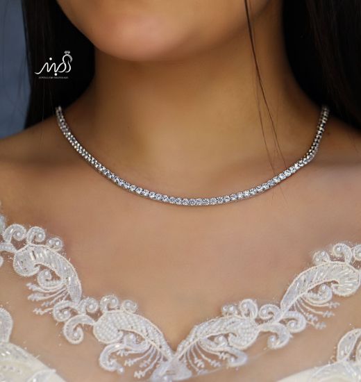 💍گردنبند طرح جواهر پرطرفدار تنیسی ؛ نقره عیار 925 (G_3211)