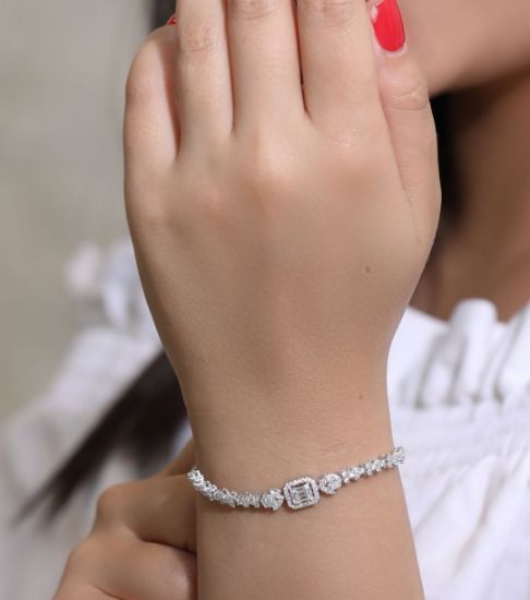 💍دستبند جواهری خاص و زیبا ، نقره عیار 925 (D_7122)	