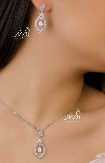 💍نیم ست جواهری (آويز ، گوشواره ) خاص و زیبا ، نقره عیار ۹۲۵(N_4253)