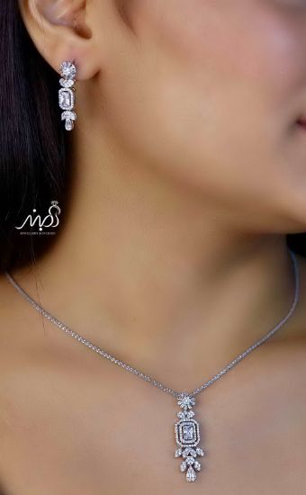 💍نیم ست جواهری (آويز و گوشواره) خاص و زیبا ، نقره عیار ۹۲۵( N_4340)