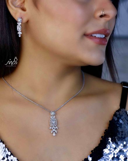 💍نیم ست جواهری (آويز و گوشواره) خاص و زیبا ، نقره عیار ۹۲۵( N_4340)