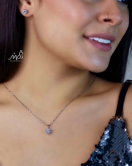 💍نیم ست جواهری قلب(آويز و گوشواره) خاص و زیبا ، نقره عیار ۹۲۵( N_4349)