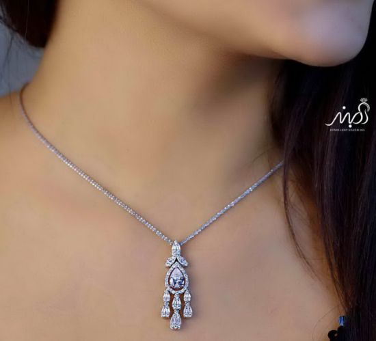 💍نیم ست جواهری لاکجري (آويز و گوشواره) خاص و زیبا ، نقره عیار 925( N_4347)