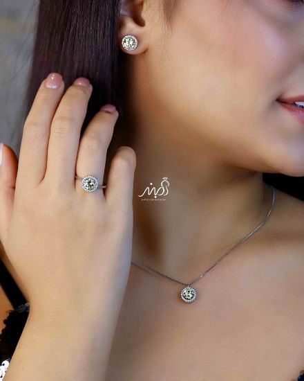 💍نیم ست جواهری با نگين سیترين خاص و زيبا نقره عیار ۹۲۵ (اويز، گوشواره و انگشتر )(N_4353)‌‌‌‌‌‌ ‌