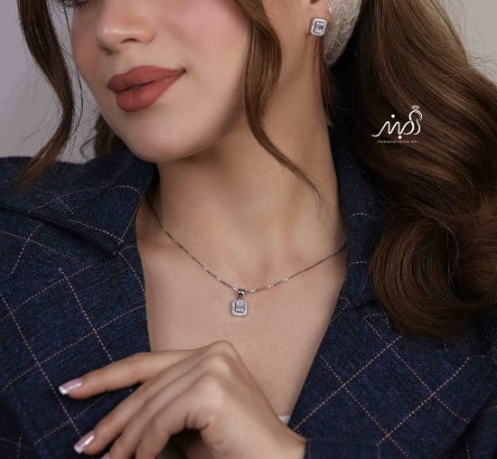 💍نیم ست جواهری امرالد خاص و زيبا نقره عیار ۹۲۵ (اويز و گوشواره )(N_4363)‌‌‌‌‌‌ ‌