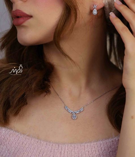 💍نیم ست جواهری خاص و زيبا نقره عیار ۹۲۵ (گردنبندو گوشواره )(N_4371)‌‌‌‌‌‌ ‌