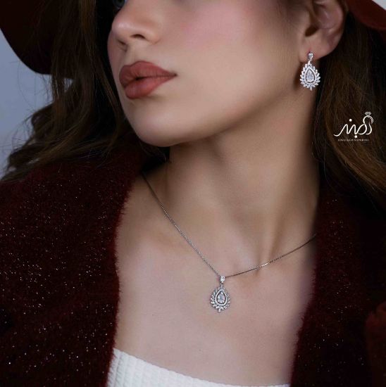 💍نیم ست جواهری(آويز و گوشواره) خاص و زیبا ، نقره عیار ۹۲۵( N_4368)