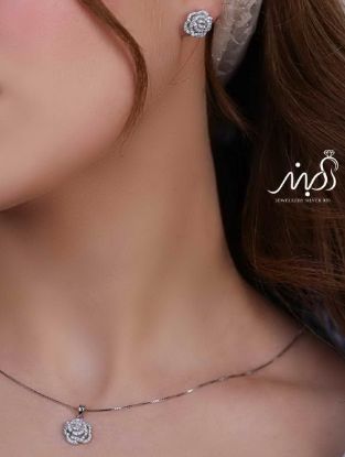 	💍نیم ست جواهری گل (آويز و گوشواره) خاص و زیبا ، نقره عیار ۹۲۵( N_4355)
