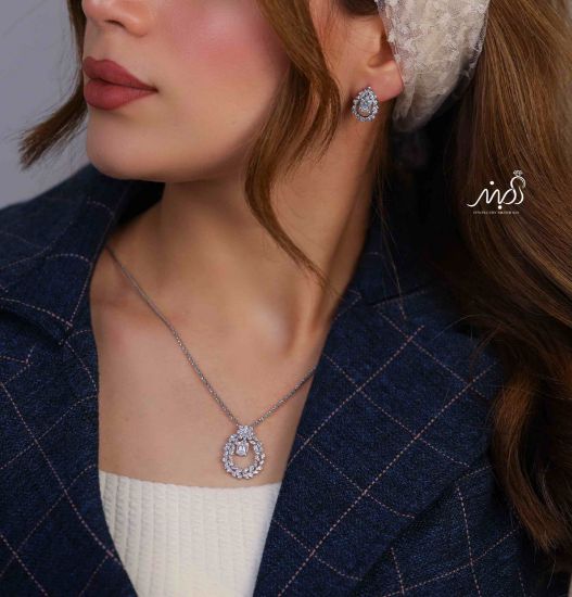 	💍نیم ست جواهری خاص و زيبا نقره عیار ۹۲۵ (آويز و گوشواره )(N_4376)‌‌‌‌‌‌ ‌