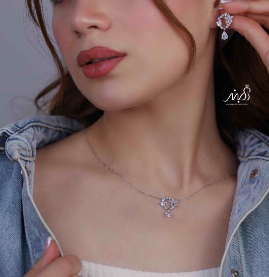 💍نیم ست جواهری خاص و زيبا نقره عیار ۹۲۵ (گردنبندو گوشواره )(N_4375)‌‌‌‌‌‌ ‌