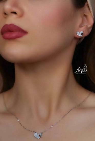 💍نیم ست قلب (گردنبند و گوشواره ) خاص و زیبا ، نقره عیار ۹۲۵( N_4385)