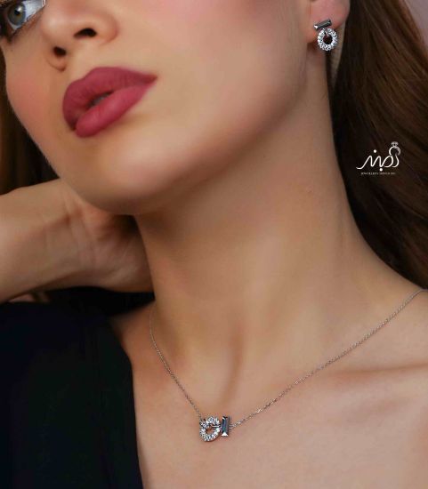 💍نیم ست جواهری (گردنبند و گوشواره ) خاص و زیبا ، نقره عیار ۹۲۵( N_4389)